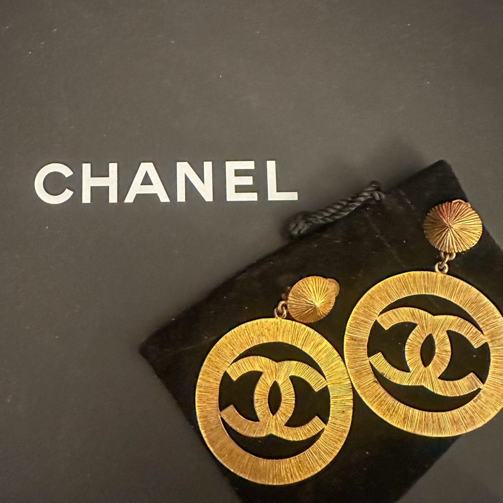 Authentic Vintage Chanel Cc Logo Runway Statement Earrings Season 29 Jumbo